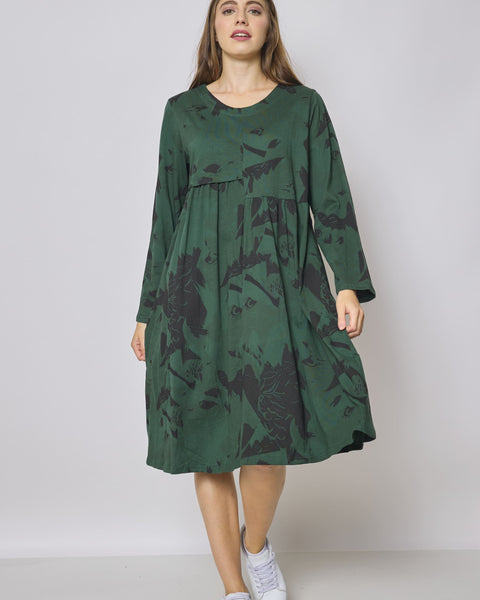 Robe mi-longue asymétrique à motifs aigle