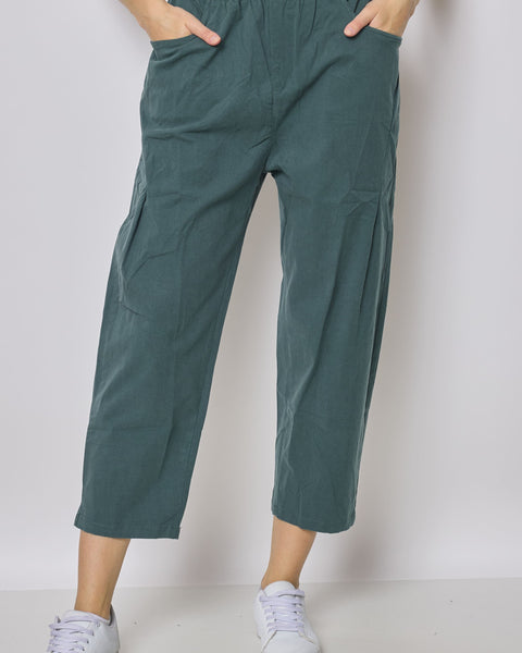 Pantalon mom en coton et tencel
