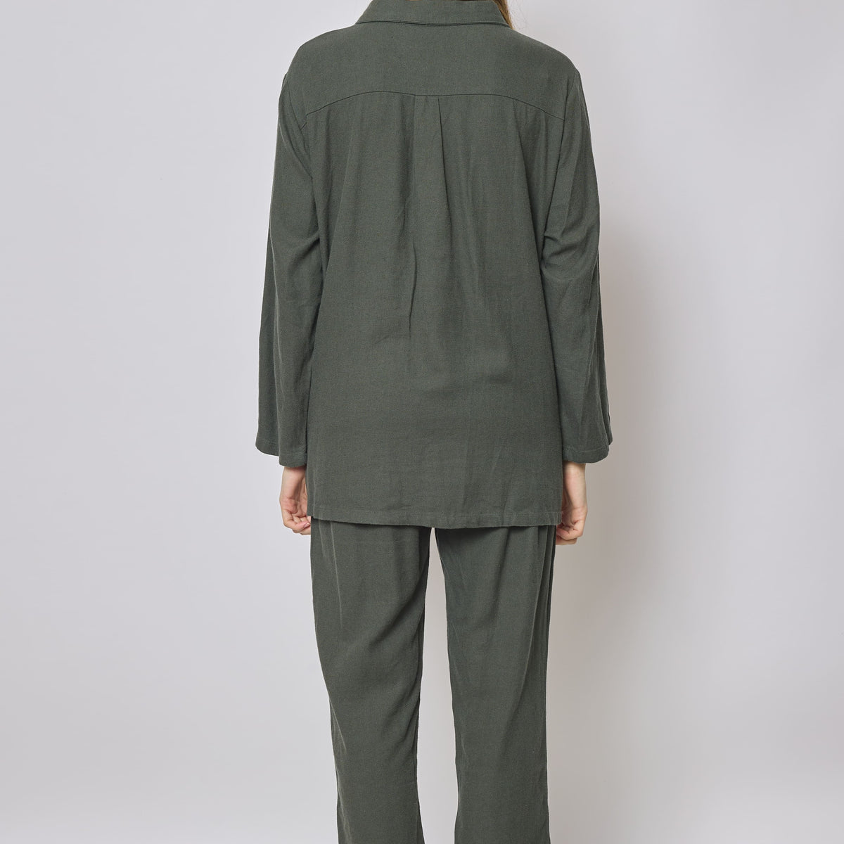 Veste courte verte en coton et en lin