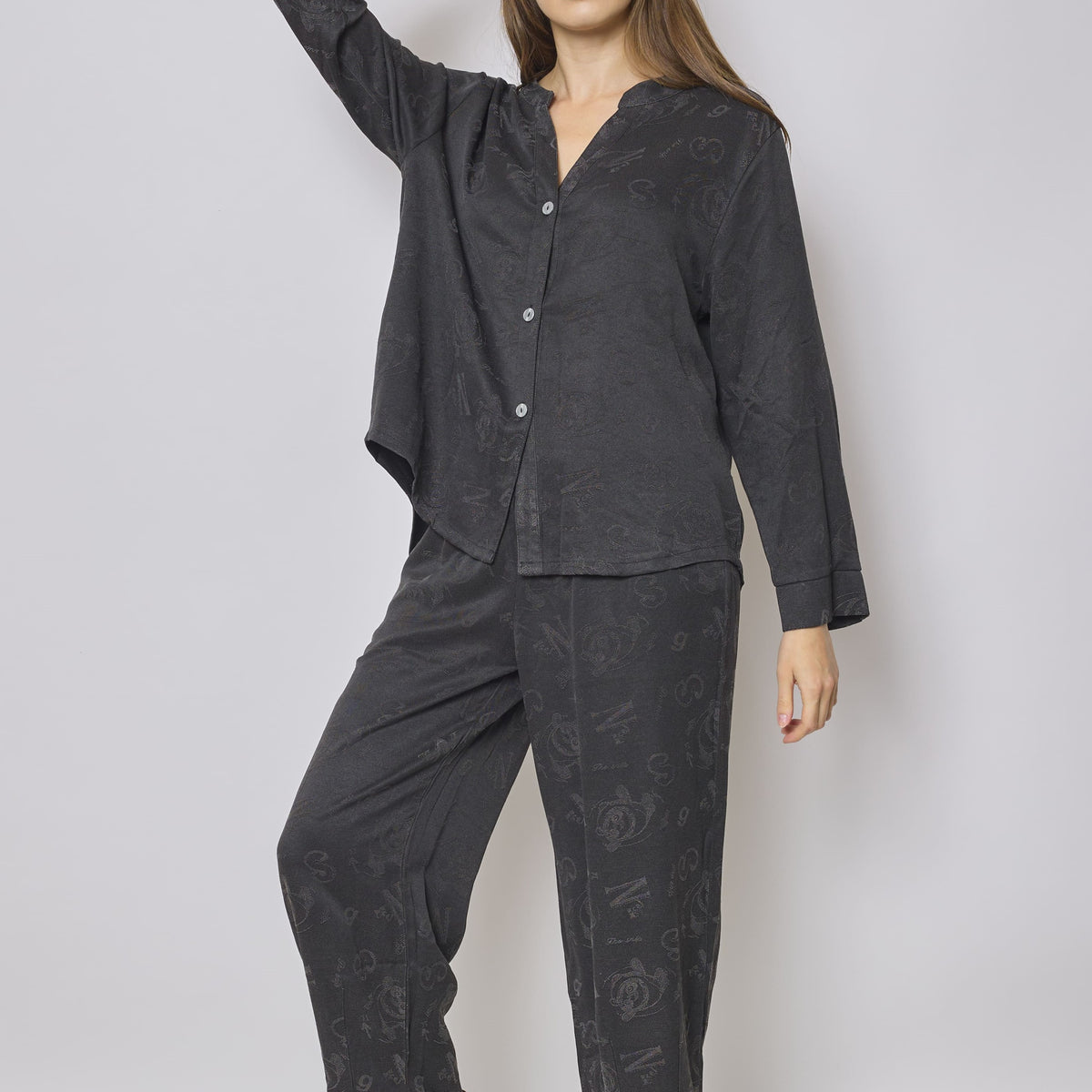 Chemisier gris à motifs