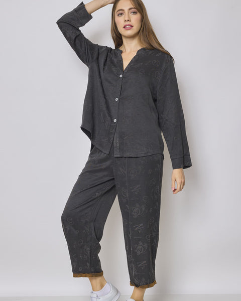 Chemisier gris à motifs