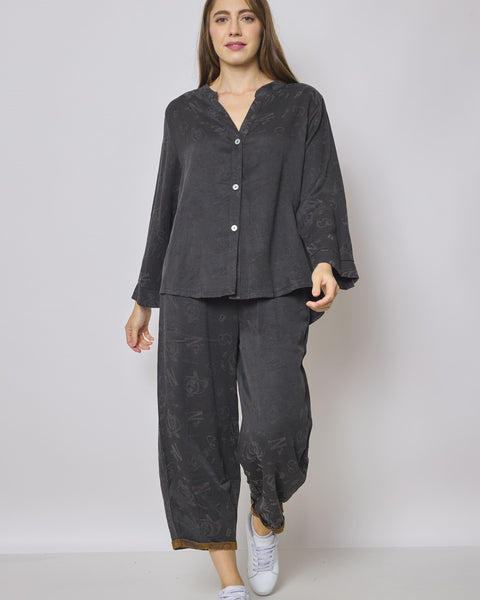 Chemisier gris à motifs