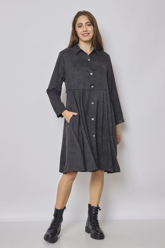 Gray patterned shirt dress