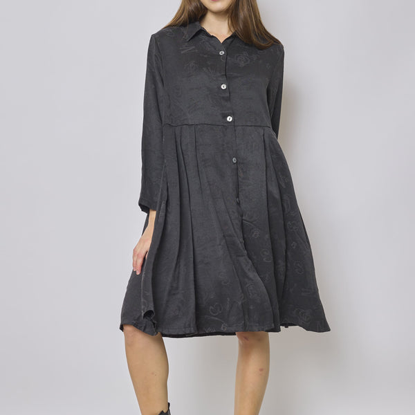Robe chemise grise à motifs