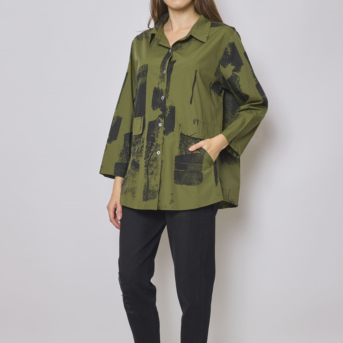 Veste courte en coton vert