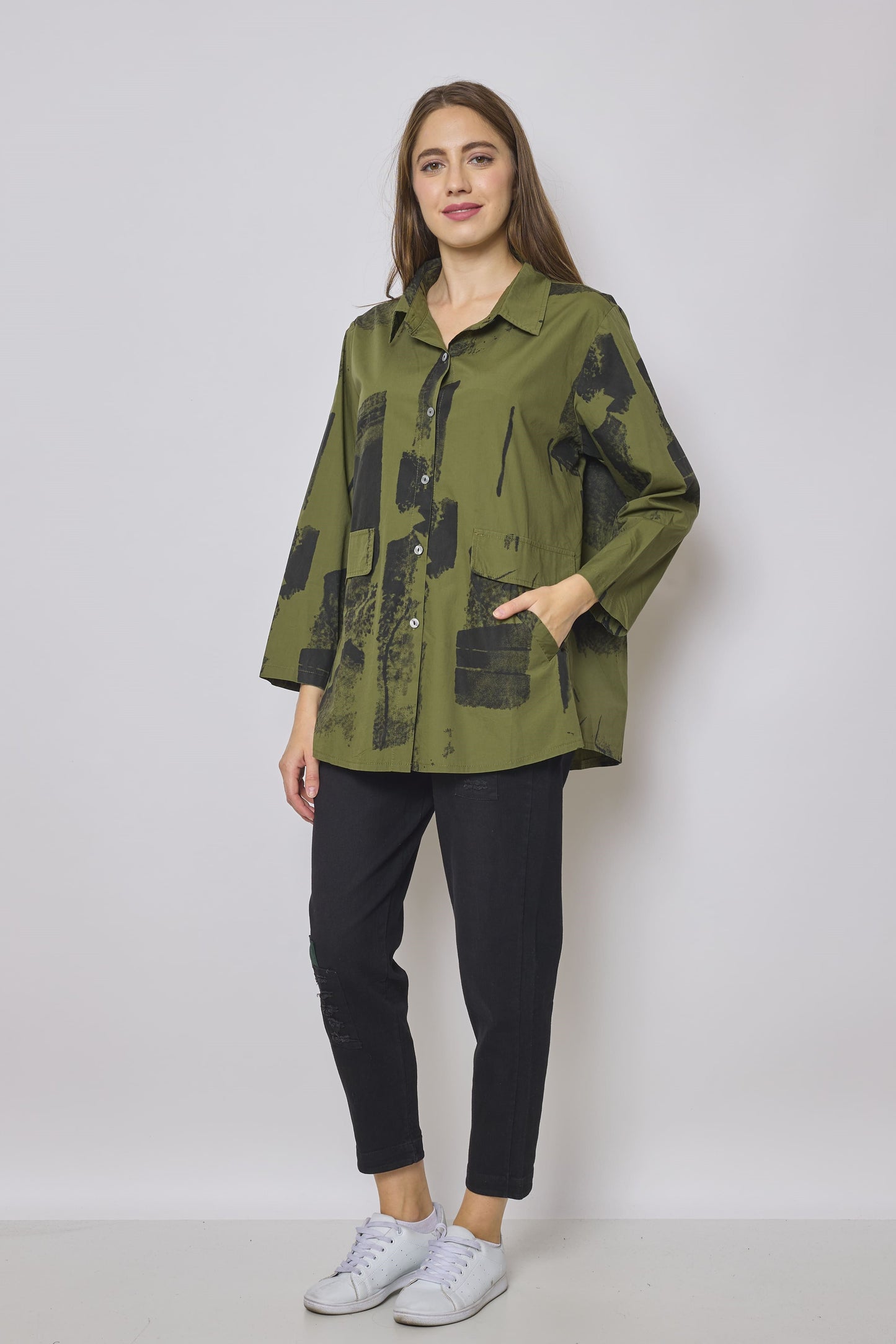 Short green cotton jacket