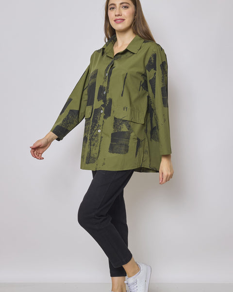 Veste courte en coton vert