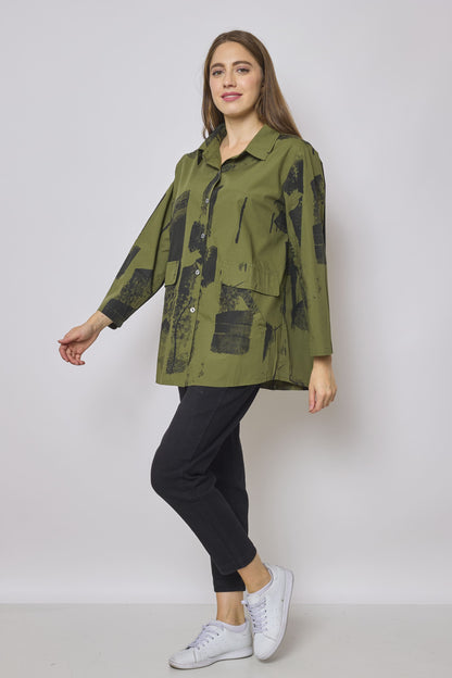 Short green cotton jacket