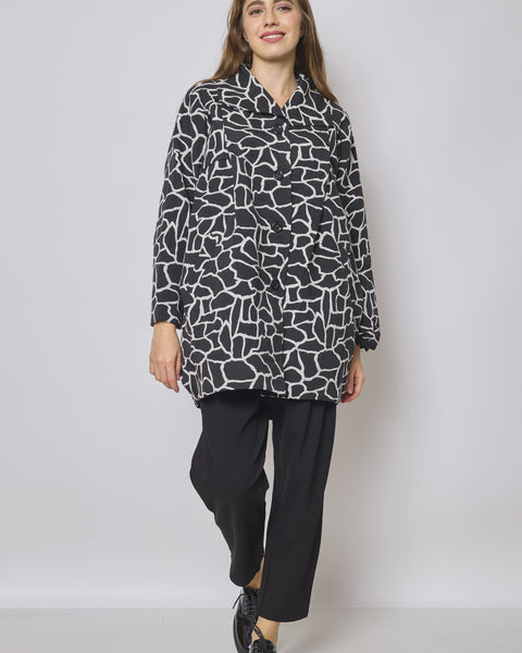 Manteau court noir et blanc