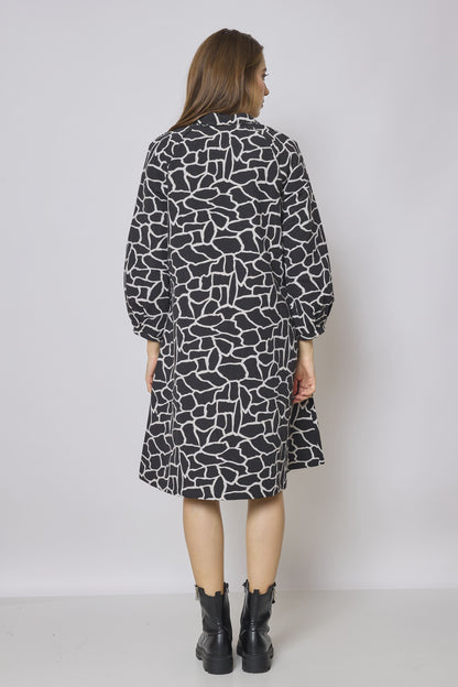 Women's black and white mid-length coat
