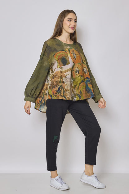 Blouse fleurie verte