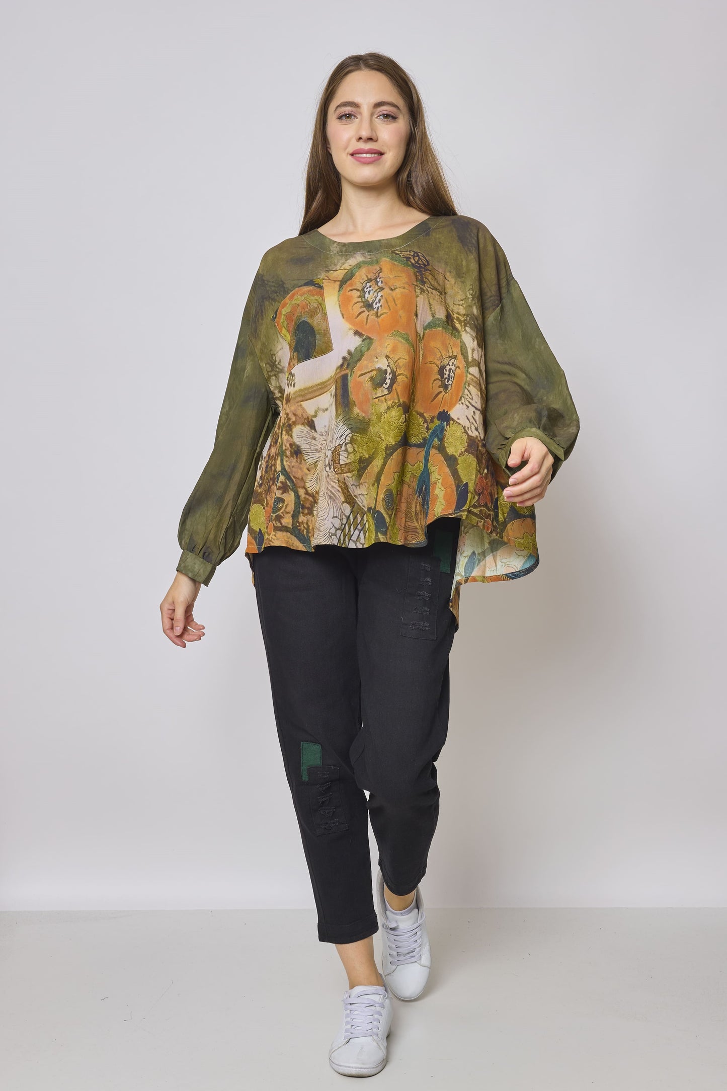 Blouse fleurie verte