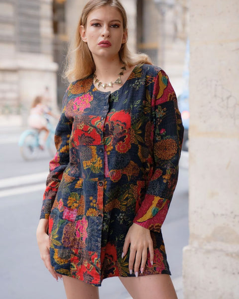 Robe chemise fleurie hiver