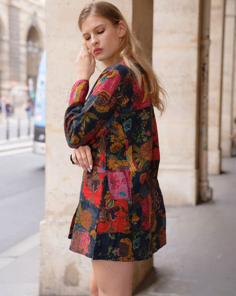 Robe chemise fleurie hiver