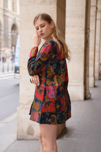 Winter floral shirt dress