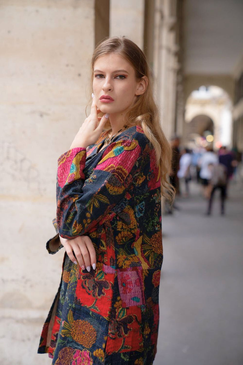 Robe chemise fleurie hiver