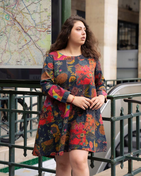 Robe mi longue fleurie hiver