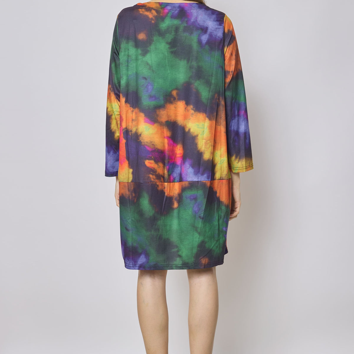 Robe cocktail orange multicolore