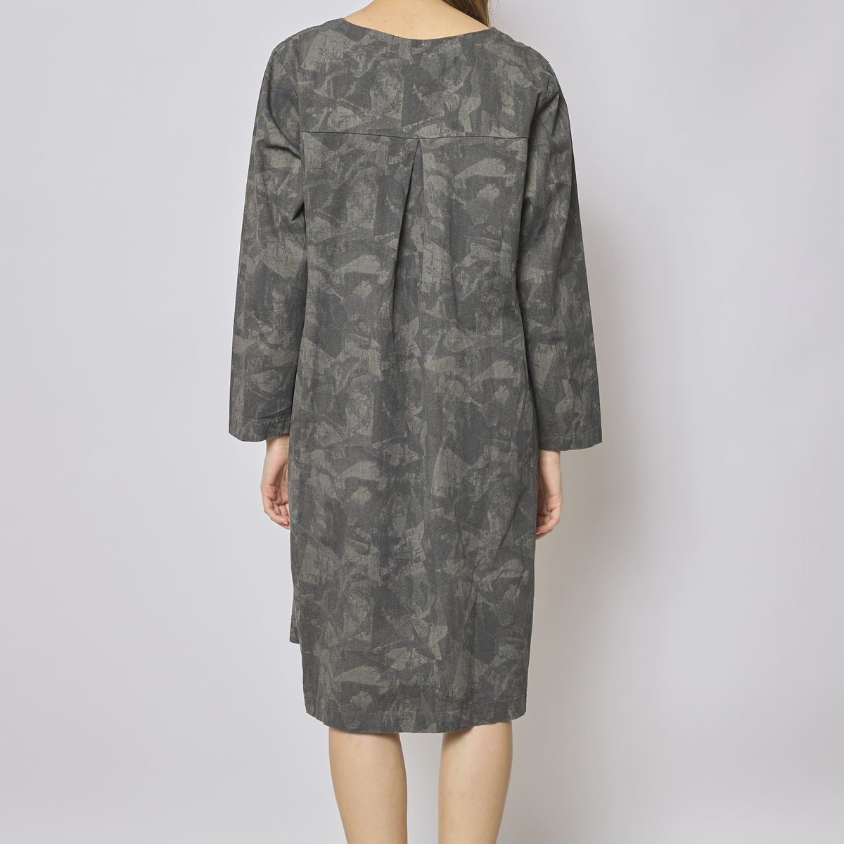 Robe mi longue grise en coton