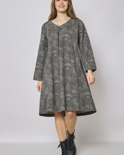 Robe mi longue grise en coton