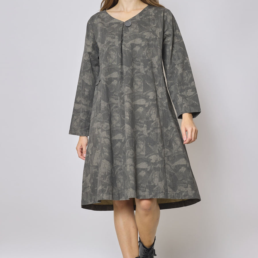 Vestido midi de algodón gris