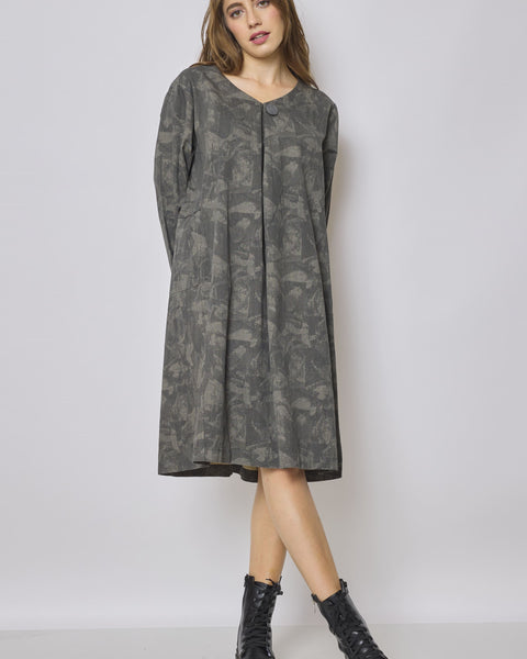 Robe mi longue grise en coton