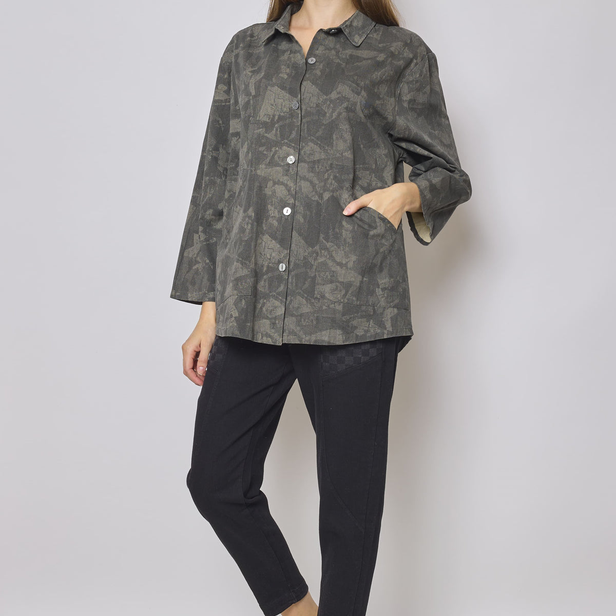 Veste courte grise en coton