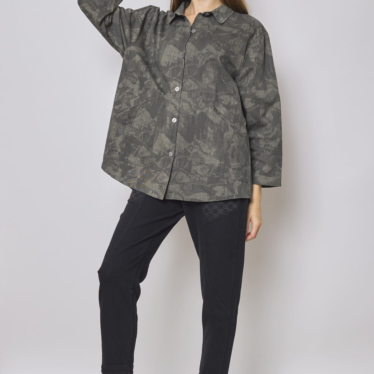 Veste courte grise en coton