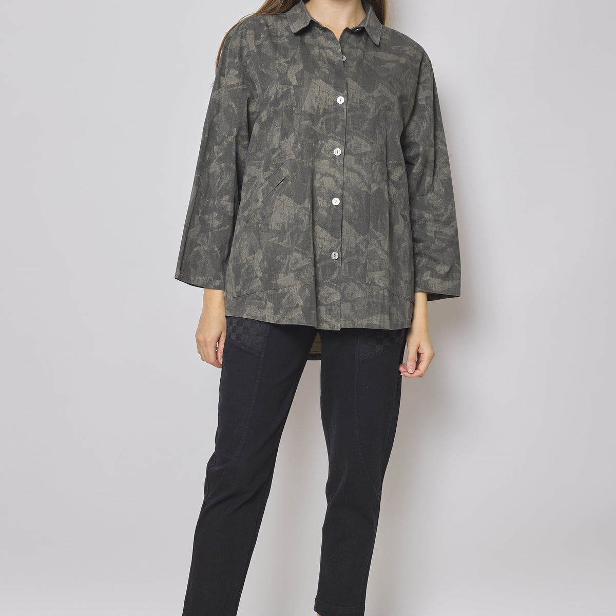 Veste courte grise en coton