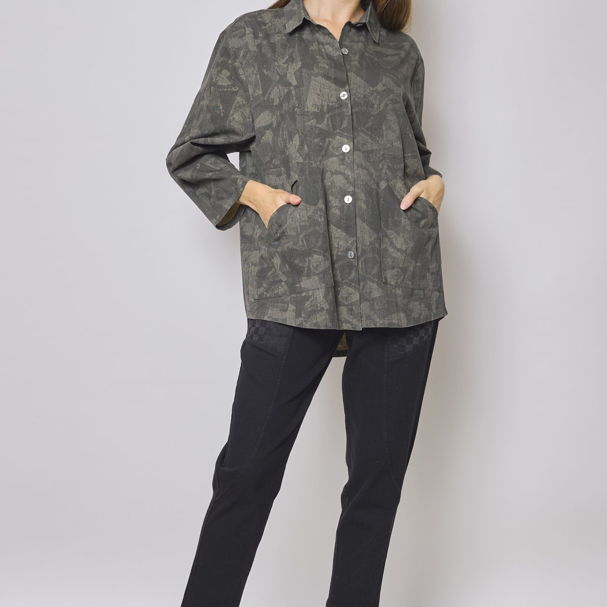 Veste courte grise en coton