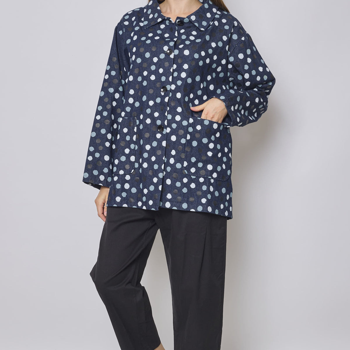 Veste en jean courte à boutons