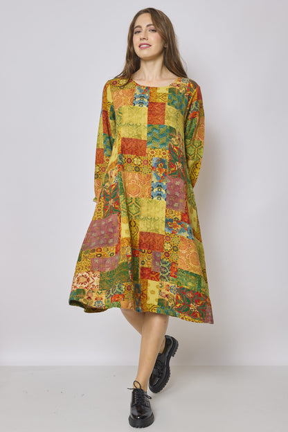 Vestido largo de invierno patchwork