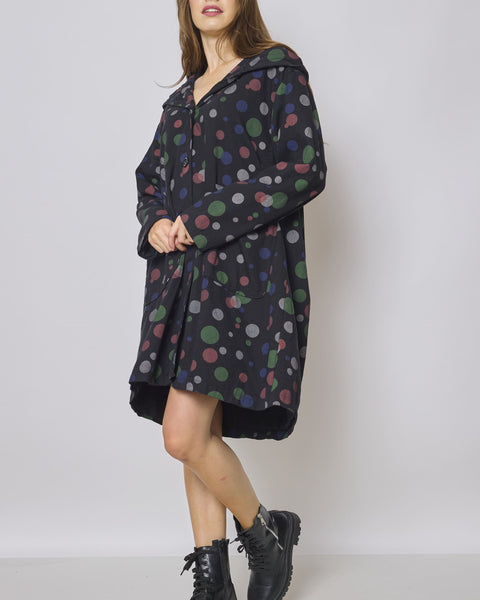 Manteau léger noir à motifs ronds