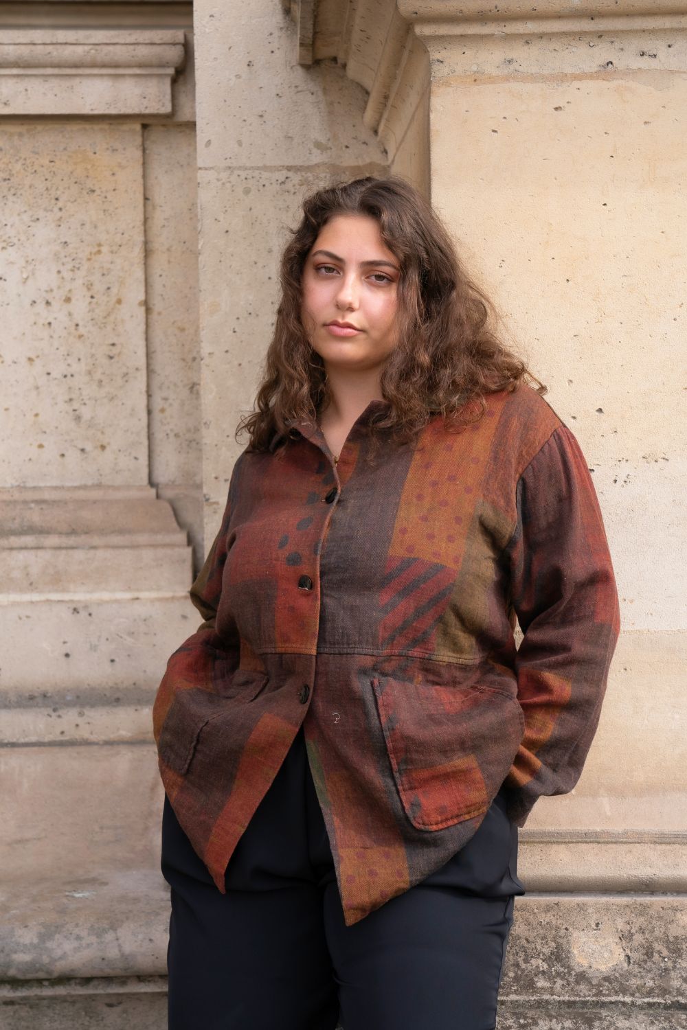 Red brown jacket with buttons