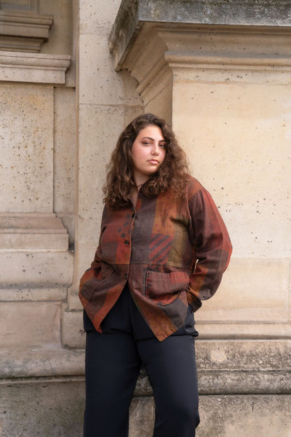 Veste rouge marron à boutons