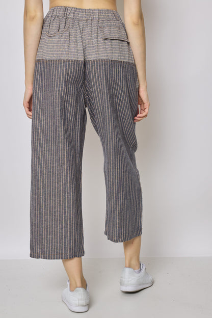 Gray striped linen pants