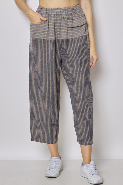 Gray striped linen pants