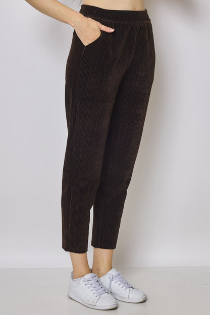 Pantalon cigarette femme côtelé