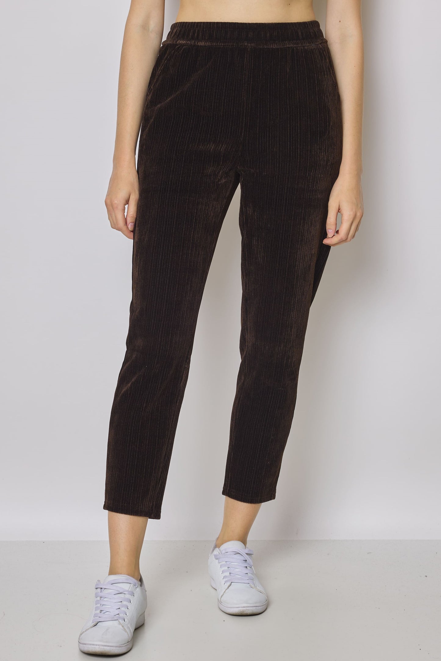 Pantalon cigarette femme côtelé