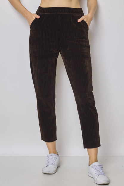 Pantalon cigarette femme côtelé