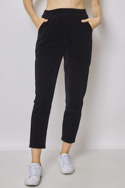 Pantalon cigarette femme côtelé