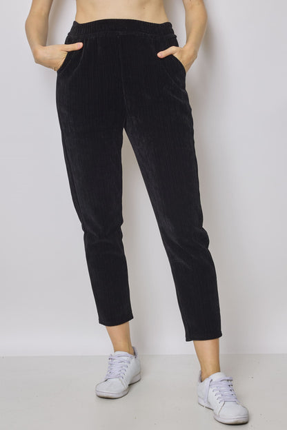 Pantalon cigarette femme côtelé