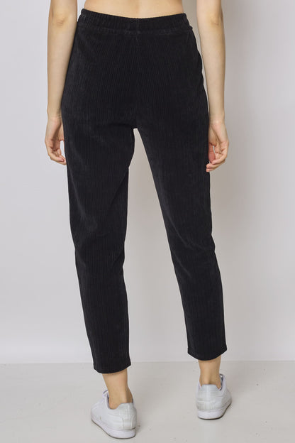 Pantalon cigarette femme côtelé