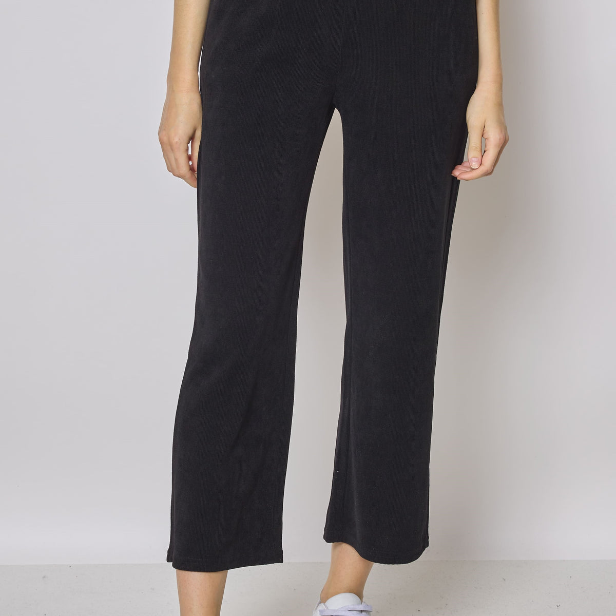 Jogging noir évasé côtelé