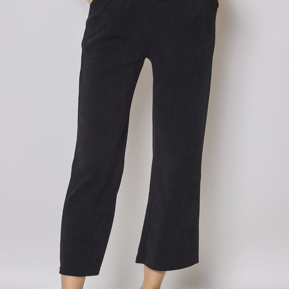 Jogging noir évasé côtelé