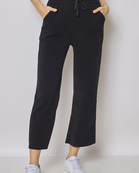 Jogging noir évasé côtelé