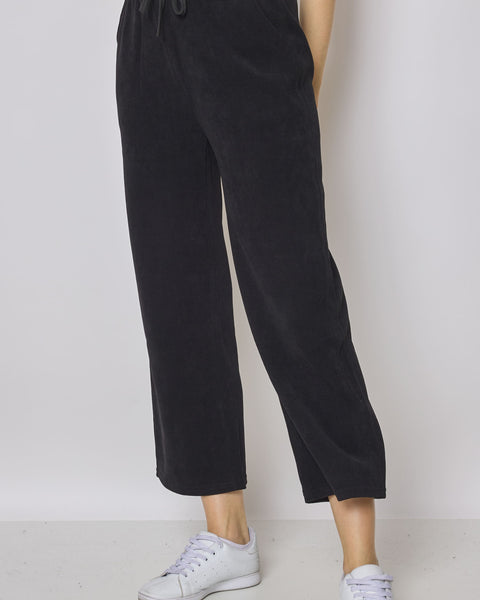 Jogging noir évasé côtelé