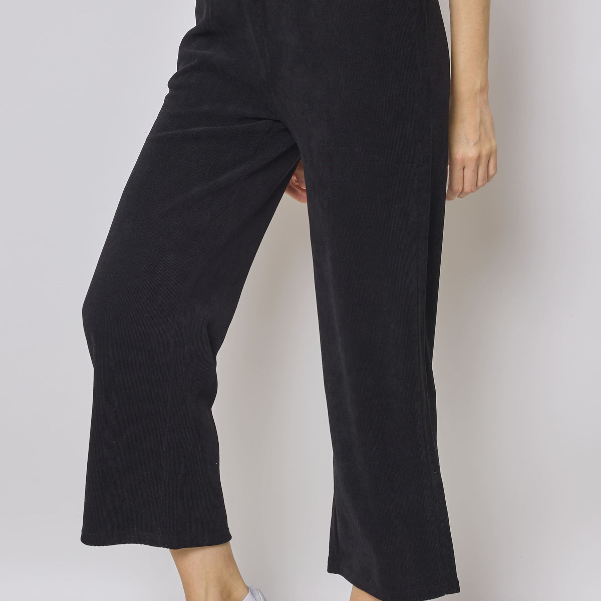 Jogging noir évasé côtelé