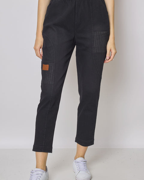 Jean noir patchwork rayures