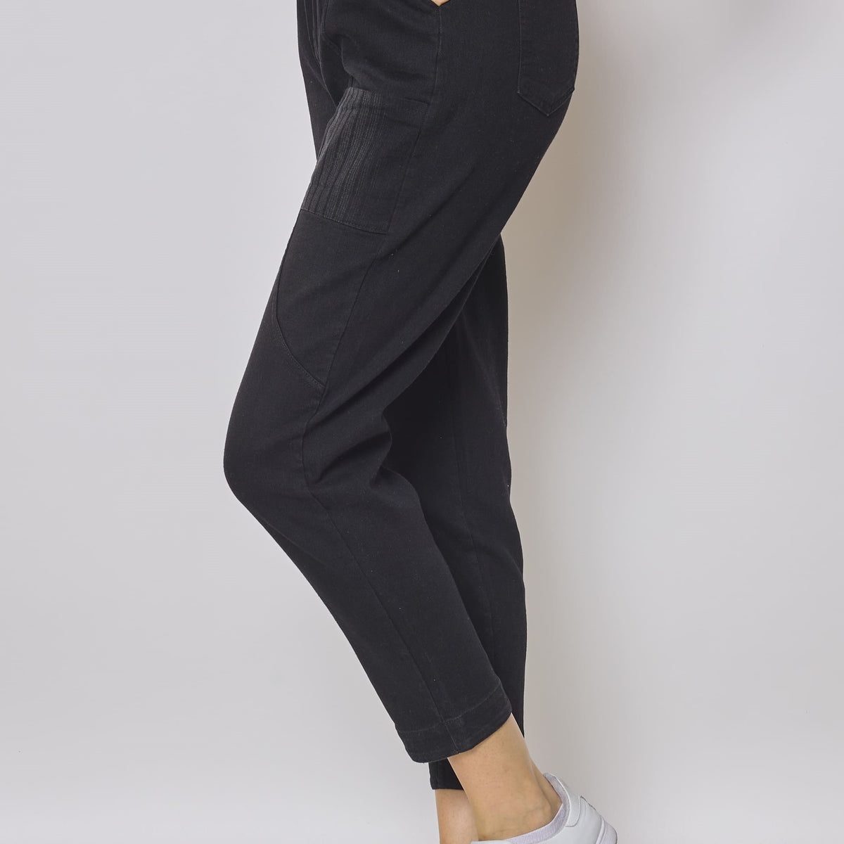 Jean noir patchwork rayures